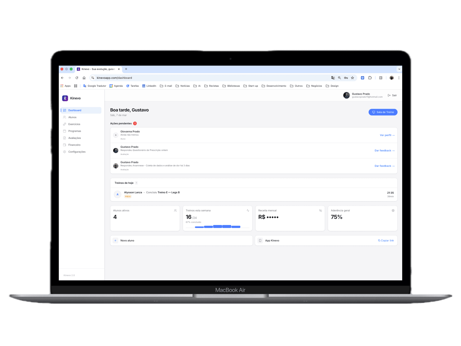 Kinevo — dashboard de acompanhamento